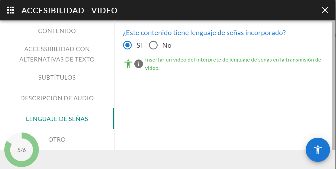 opciones accesibilidad de videos