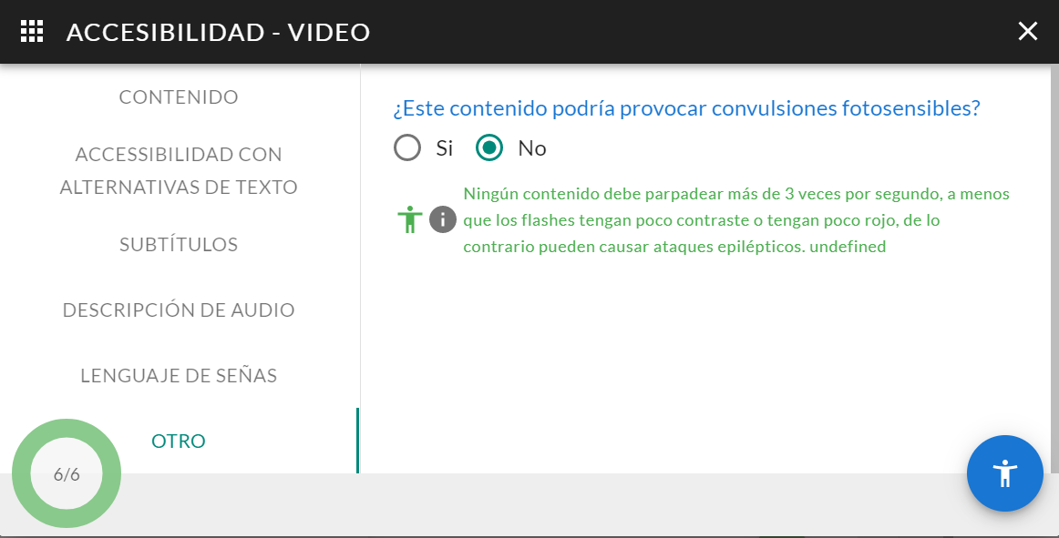 opciones accesibilidad de videos